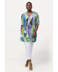 Ulla Popken - T-Shirt Slinkyshirt A-Linie Zierfalte V-Ausschnitt Halbarm - Lyst
