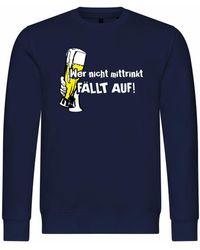 deinshirt - Rundhalspullover Pullover Wer nicht mittrinkt fällt auf Mit Print Motiv, Grafik - Lyst