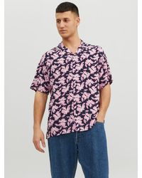 Jack & Jones - Kurzarmhemd Florales Kurzarm Hemd Relaxed Fit Shirt JORLUKE 5529 in Rosa - Lyst