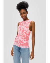 QS - Shirttop Semitransparentes Top aus Mesh Teilungsnaht - Lyst