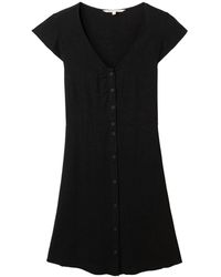Tom Tailor - Sommerkleid v-neck mini dress with buttons, deep black - Lyst