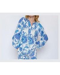 Emily Van Den Bergh - Hemdbluse Bluse floral weiß blau - Lyst