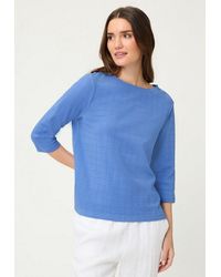 Olsen - T-Shirt Mit Karomuster Und 3/4-Ärmeln - Lyst