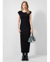 QS - Midikleid Kleid Langes Jerseykleid Mit Raffung - Lyst