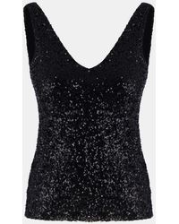 No Matter What - Blusentop Schwarze Pailletten V-Ausschnitt Bluse - Lyst
