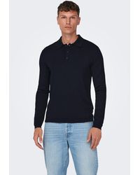 Only & Sons - Strickpullover Polo Langarm Shirt Basic Pullover ONSWYLER 5426 in Dunkelblau - Lyst