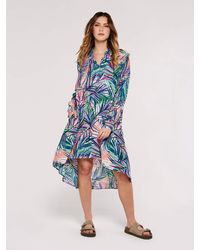 Apricot - Minikleid Layer Tropical Hi-Lo Shirt Dress, asymmetrischem Saum, mit tollem Druck - Lyst