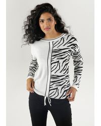 Aniston SELECTED - Strickpullover mit Tunnelzug am Saum und glänzendem Band - Lyst