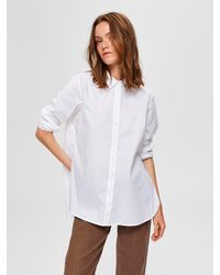 SELECTED - Blusenshirt Classic Hemd Bluse Lange Langarm Tunika SLFORI mit Reißverschluss - Lyst