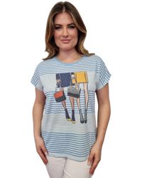 Gio Milano - T-Shirt im Streifen-Look mit Motiv-Print - Lyst