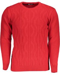 U.S. Grand Polo - Strickpullover Eleganter pullover in Rot mit Zopfmuster und Kontrastdetails - Lyst