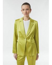 Comma, - Jackenblazer Indoor-Blazer Antaillierter Satin-Blazer Mit Bindegürtel - Lyst