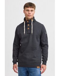 Solid - Stehkragenpullover Sdtriptroyer Sweatpullover Mit Knopfleiste - Lyst