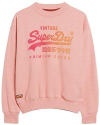 Superdry - Sweater TONAL VL LOOSE SWEATSHIRT Peach Pink Marl - Lyst