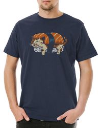 Urban Backwoods - Print- Cat Sushi T-Shirt Navy Größe 2XL - Lyst