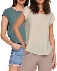 ONLY - Shirtbluse (2er Pack) Basic Shirt mit gekreppten Muster im Doppelpack - Lyst