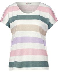 Street One - T-Shirt LS_LTD QR big multicolor strip, off white - Lyst