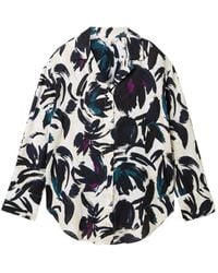 Tom Tailor - Blusenshirt modern blouse with linen, dark blue floral design - Lyst