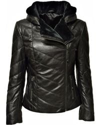 Zimmert Leather - Mariella Stepp-Lederjacke aus weichem Leder mit Kapuze - Lyst