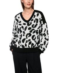 Marc Cain - Strickpullover Cattitude Premium Damenmode Leo-Muster, Locker Geschnitten, Mit Alpaka-Wolle - Lyst