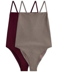 The Set - Badeanzug Badeanzug Mit Karree-Ausschnitt, 2Er-Pack (2-St) - Lyst