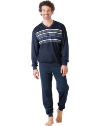 Hajo - Pyjama -Schlafanzug Single-Jersey Streifen: gestr. Ringel, Vorderseite - Lyst