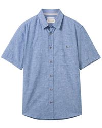 Tom Tailor - T- cotton linen shirt, leasure blue chambray - Lyst
