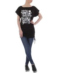 Ital-Design - Kurzarmshirt Freizeit Print Stretch T-Shirt in Schwarz - Lyst
