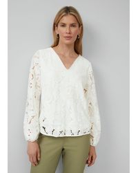 S.oliver - Langarmbluse Bluse aus Spitze mit Jerseyfutter und V-Ausschnitt - Lyst