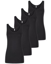ONLY - T-Shirt Damen Tank Top Onllive Luv 4Er Pack Slim Fit (Vorteilspack, 4-Tlg) Kurzarm Sommershirt Mit Rundhalsausschnitt - Lyst