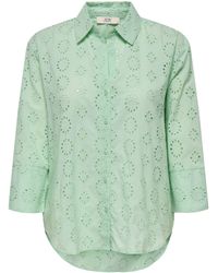 Jacqueline De Yong - Blusenshirt Trendiges Hemd mit Lochstickerei und längerer Rückenpartie JDYTALLIE 3/4 LONG SHIRT WVN NOOS - Lyst