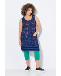 Ulla Popken - Minikleid Jerseykleid bedruckt A-Linie Rundhals ärmellos - Lyst