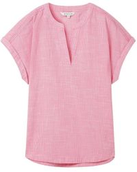 Tom Tailor - Blusenshirt blouse with slub structure, carmine pink - Lyst