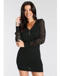 melrose - Strickkleid Kurzes Kleid, Femininer Stil, Aus Feinstrick Mit Spitzendetails - Lyst