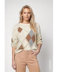Monari - Strickpullover Pullover Rauten Ajour Regular Fit Mit Rautenmuster - Lyst
