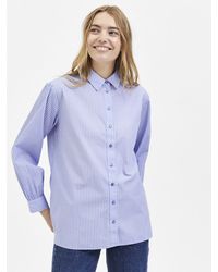 SELECTED - Blusenshirt Basic Langarm Hemd Bluse aus Baumwolle SLFREKA (1-tlg) 4185 in Blau - Lyst