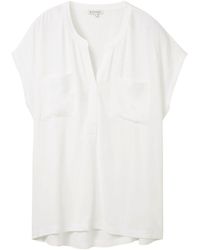 Tom Tailor - T-shirt fabric mix blouse, Whisper White - Lyst