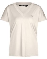 MARC AUREL - T-Shirt mit V-Ausschnitt und Strass-Logo - Lyst