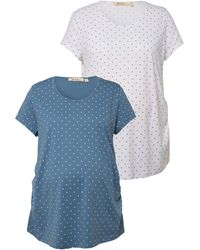 Ulla Popken - Shirt Bellieva-T-Shirts 2er-Pack Kurzarm seitl. Raffung (2-tlg) Schwangerschaft - Lyst