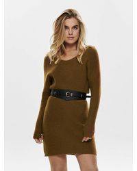 ONLY Strickkleid »CATHLENE« in Rippen Optik - Braun