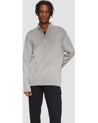 QS - Strickpullover mit Reißverschluss und Rippstruktur Applikation - Lyst