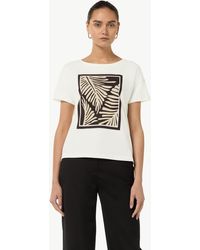 Comma, - Kurzarmshirt T-Shirt aus Modalmix Artwork - Lyst