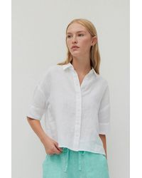 THE FASHION PEOPLE - Blusenshirt Cropped blouse linen - Lyst