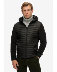 Superdry - Steppjacke Hood Storm Fleece Hybrid Jkt Slim Fit, Mit Reißverschluss, Aus Polyester - Lyst