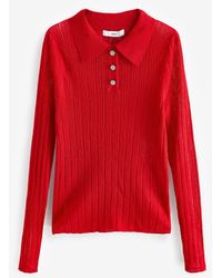 Next - Polokragenpullover Pullover mit Polokragen und Schmucksteinknöpfen (1-tlg) - Lyst