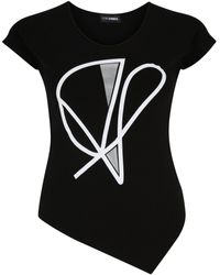 Doris Streich - T-Shirt Grafik-Motiv und asymmetrischem Saum mit modernem Design - Lyst