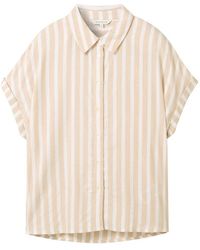 Tom Tailor - Blusenshirt striped short sleeve blouse, beige offwhite stripe - Lyst