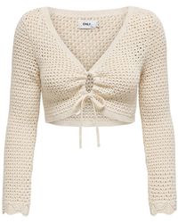 ONLY - Sweatshirt ONLMARY LIFE LS CROPPED TIE V-NECK - Lyst