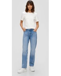 S.oliver - 5-Pocket- Jeans Karolin / Regular fit / Mid rise / Straight leg Waschung, Destroyes - Lyst