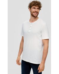 S.oliver - Kurzarmshirt T-Shirt mit Henleyausschnitt Label-Patch - Lyst